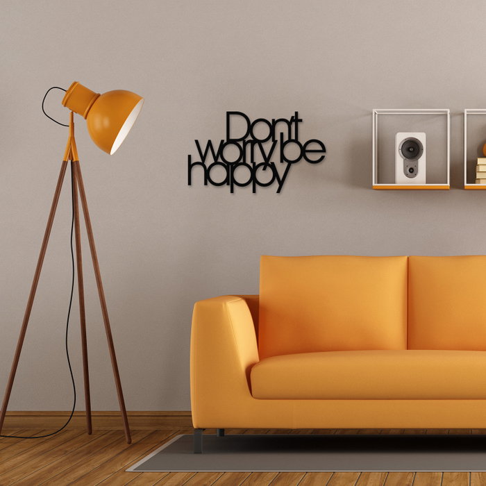 Wallity Escultura de Pared Dont Worry Be Happy en Negro
